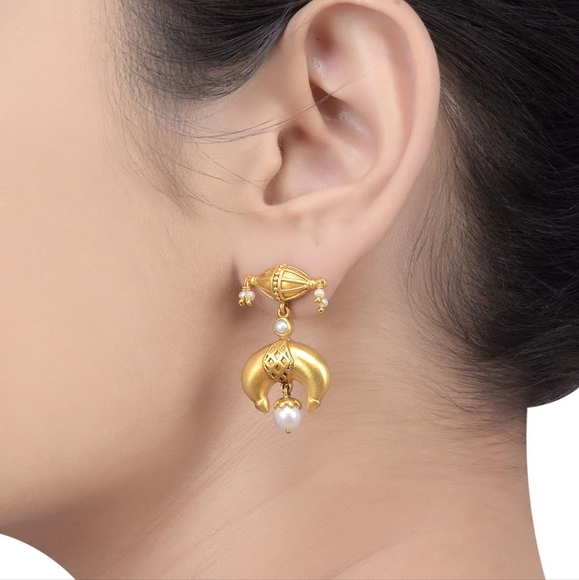 92.5 Sterling silver earrings with 22 kt gold plating - Picture 1 of 2